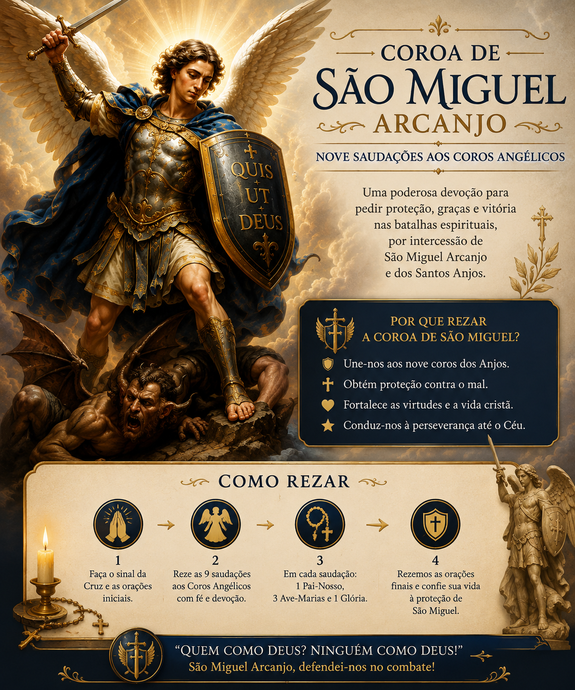 Imagem católica dedicada à oração e à intercessão de São Miguel Arcanjo